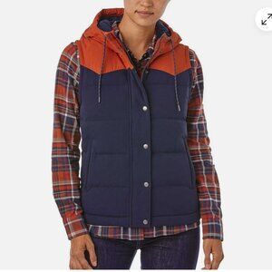 RARE Patagonia Women’s Bivy Hooded Vest Down Filled Navy/Rust Combo , XS